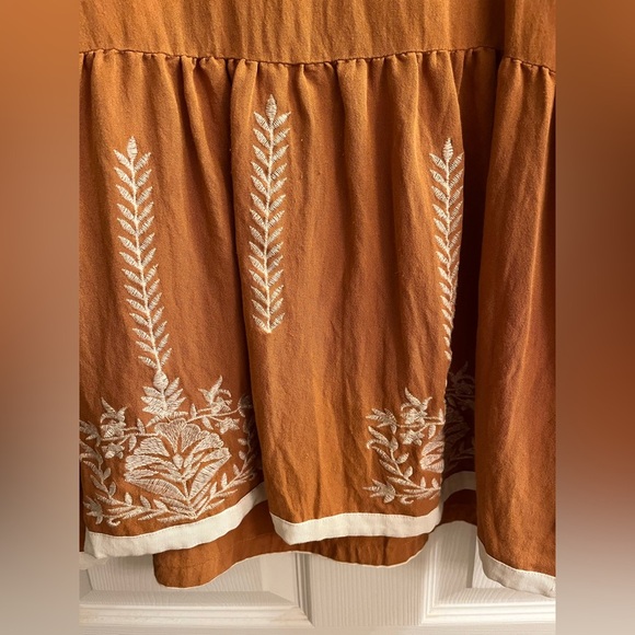 POLAGRAM~BROWN EMBROIDERED ~BABY DOLL TOP~ - Picture 3 of 11